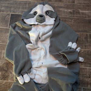 GRAY & WHITE SLOTH UNISEX ONESIE - MEDIUM - EXCELLENT CONDITION